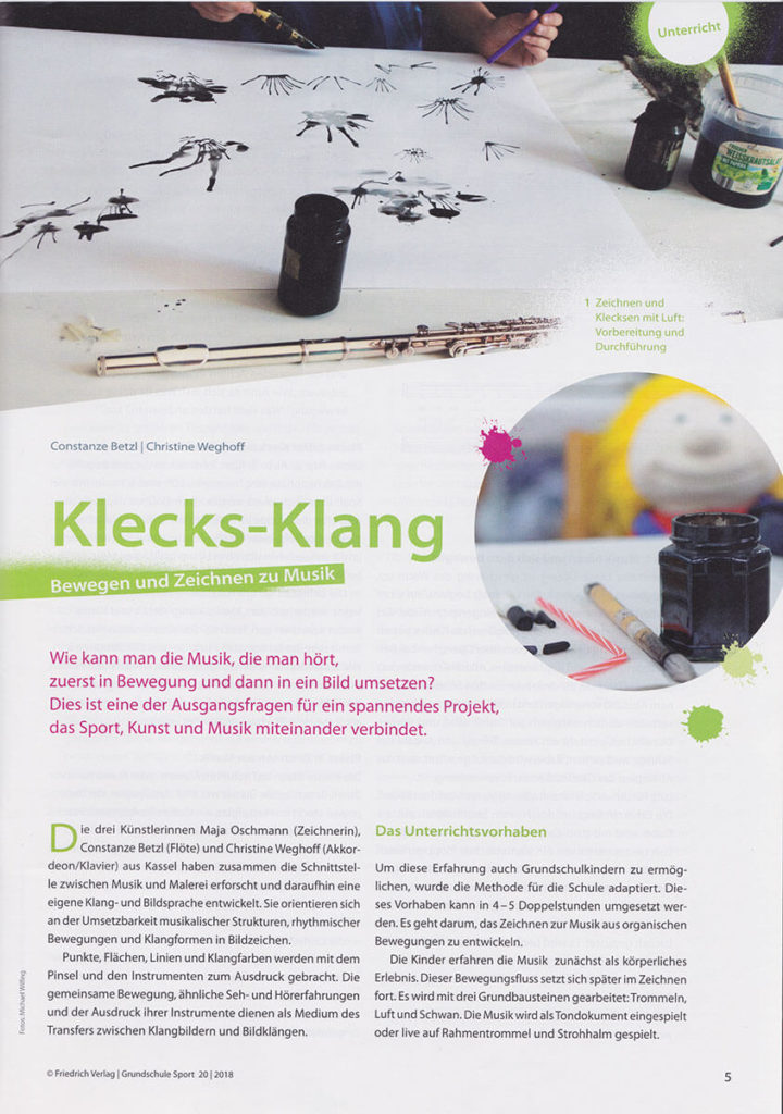 Im.Puls - Seminar - Klecks Klang - Text Betzl, Weghoff - Artikel Grundschule und Sport - Transfer Zeichnung Musik - copyright 2018 Friedrich Verlag GmbH